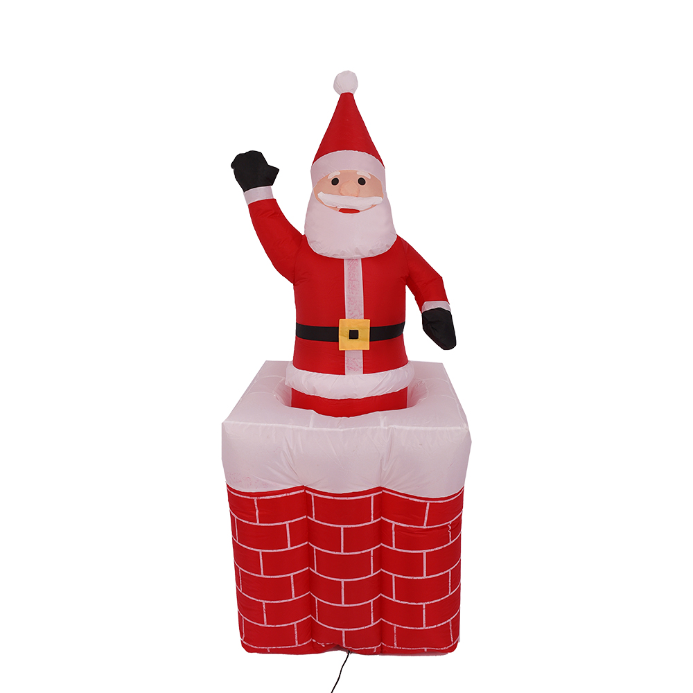 Papá Noel inflable de Navidad de 160 cm de altura en chimenea (función: arriba y abajo) (luces LED)