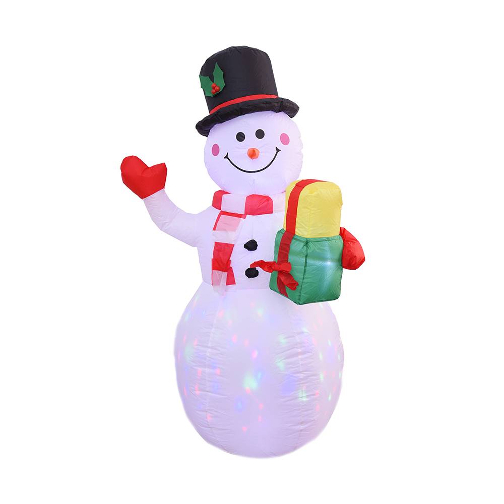 Muñeco de nieve inflable de Navidad de 150 cm con regalos al aire libre (luces LED de rotación de colores)