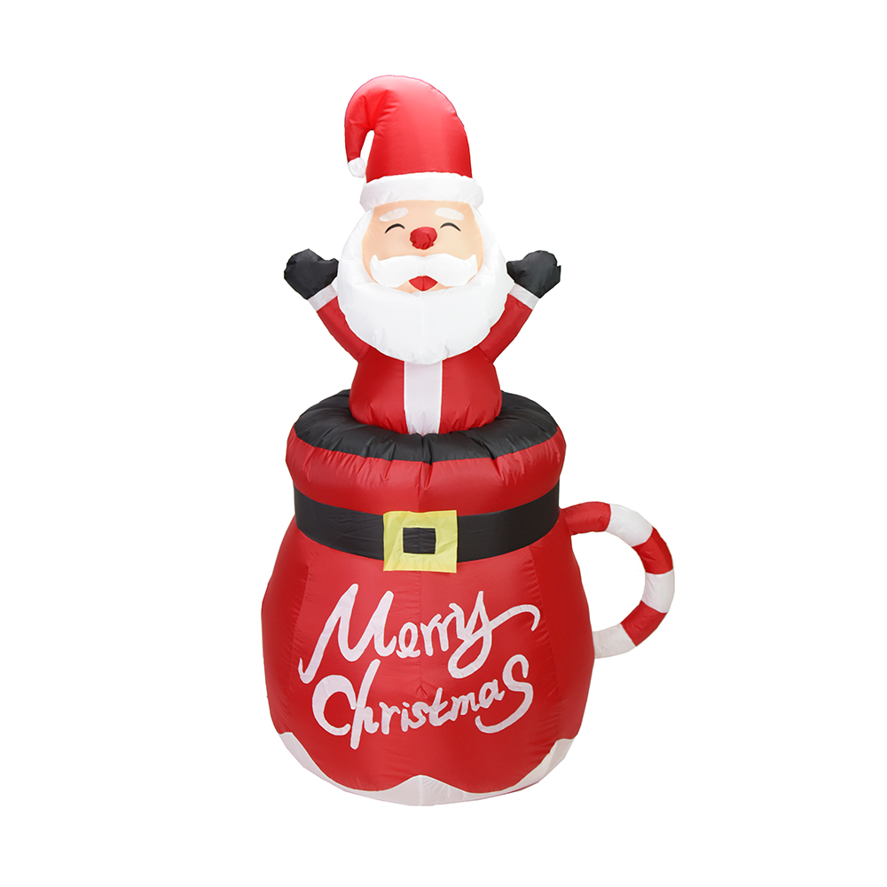 Papá Noel inflable de Navidad de 180 cm en taza para decoración al aire libre (led incorporado)