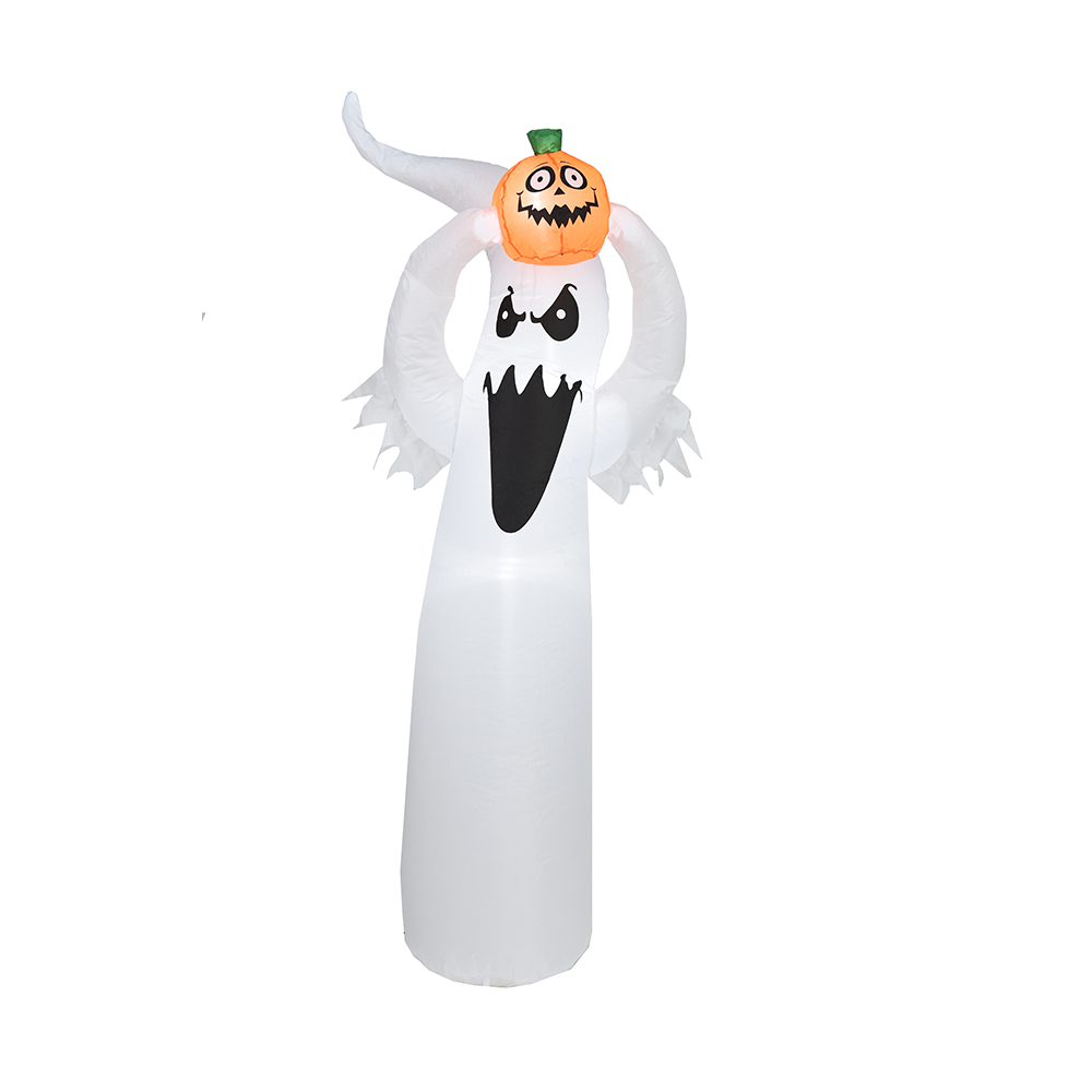 Fantasma blanco inflable de Halloween de 180 cm con calabaza para decoración al aire libre (led incorporado)