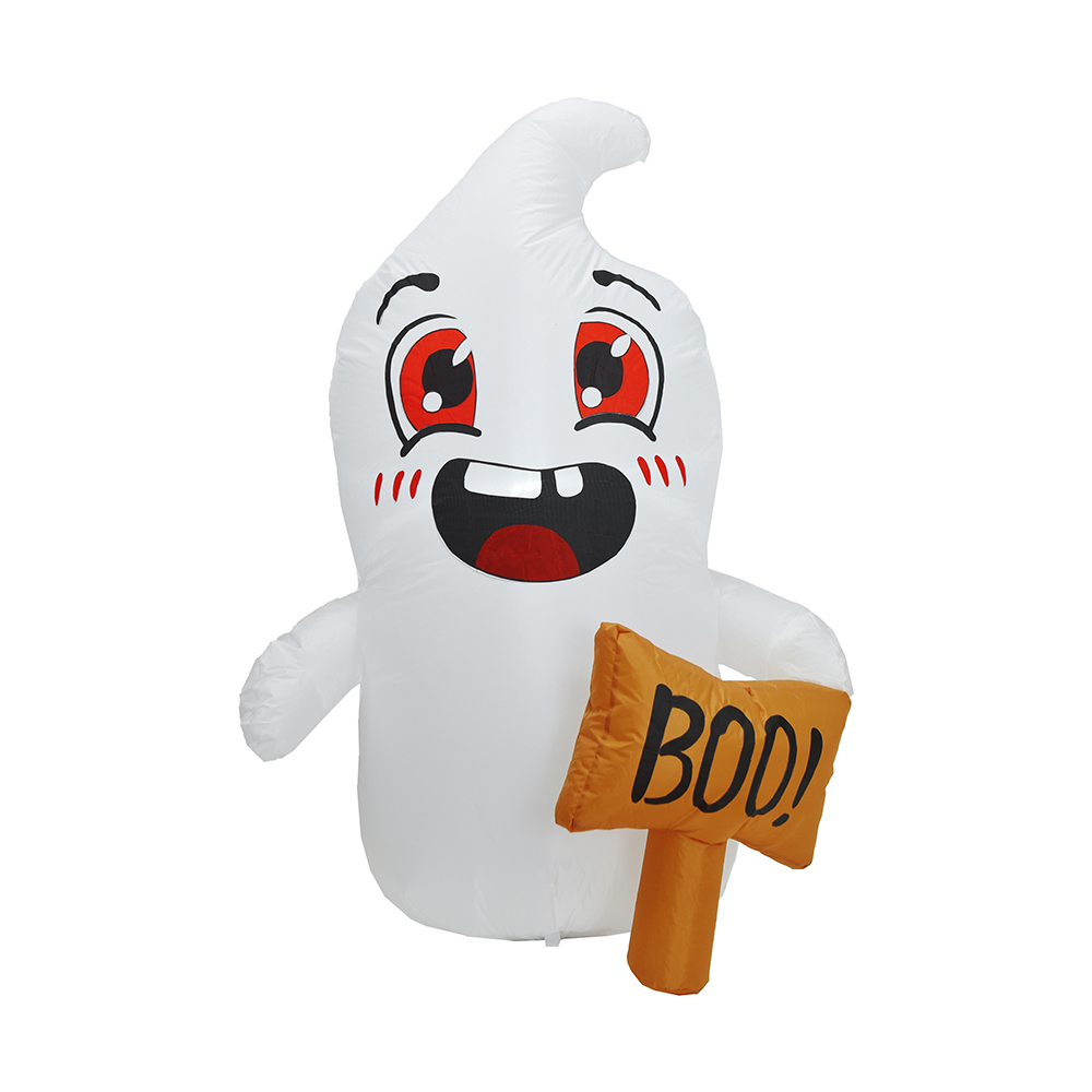 120 cm Halloween inflable blanco fantasma sostener boo signo inflable (led incorporado)